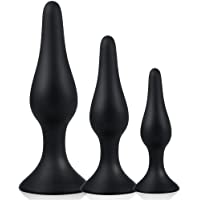 Utimi Plugs Anale de Silicona Negro 3 Piezas Jeguete Sexual para Adultos